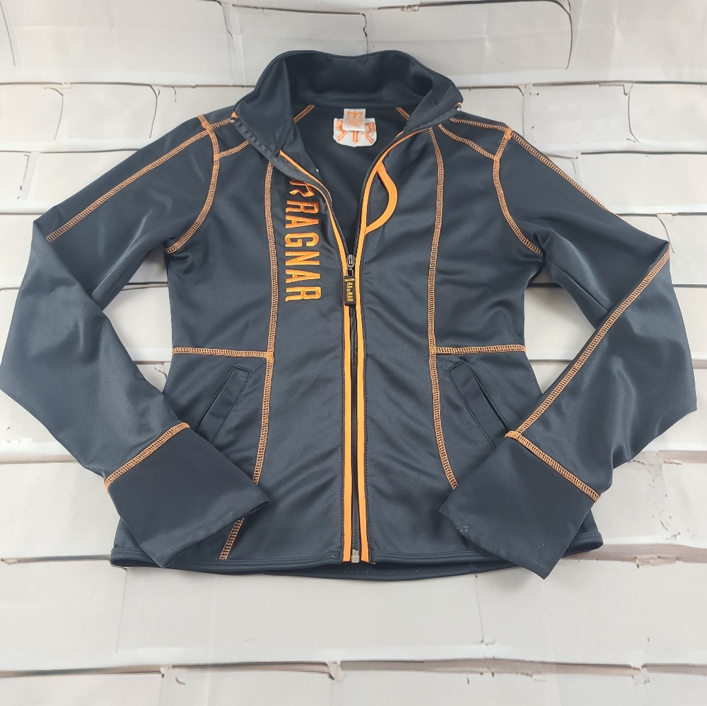 Ragnar Relay XS Nortic Track Jacket Coat Full Zip Thumb Holes Black